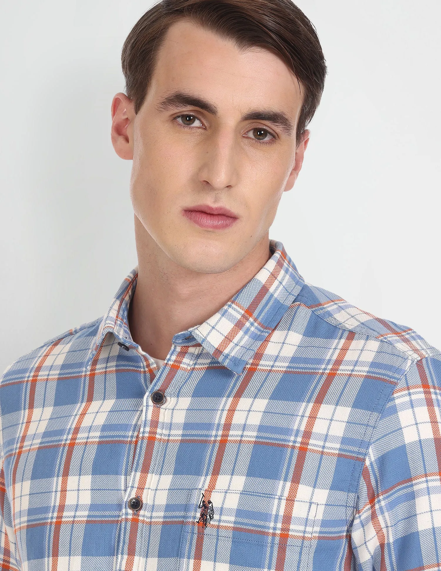 Dobby Plaid Check Casual Shirt