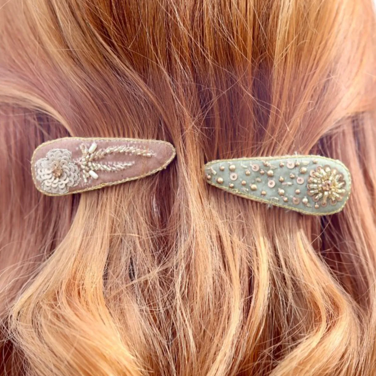 Embroidered Hair Clips by Powder Design - Set of 2