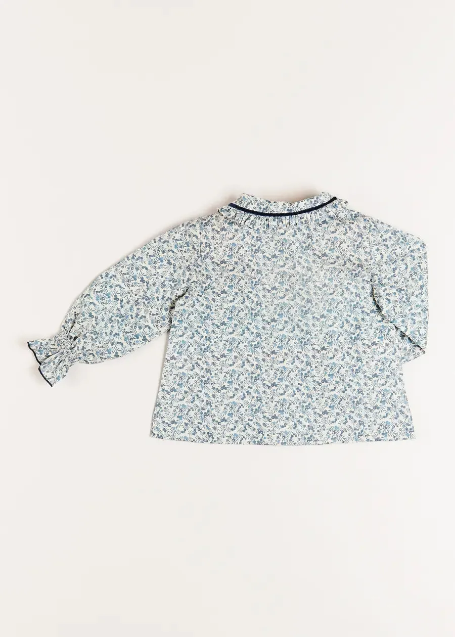 Evelyn Floral Long Sleeve Blouse in Blue (3-10yrs)