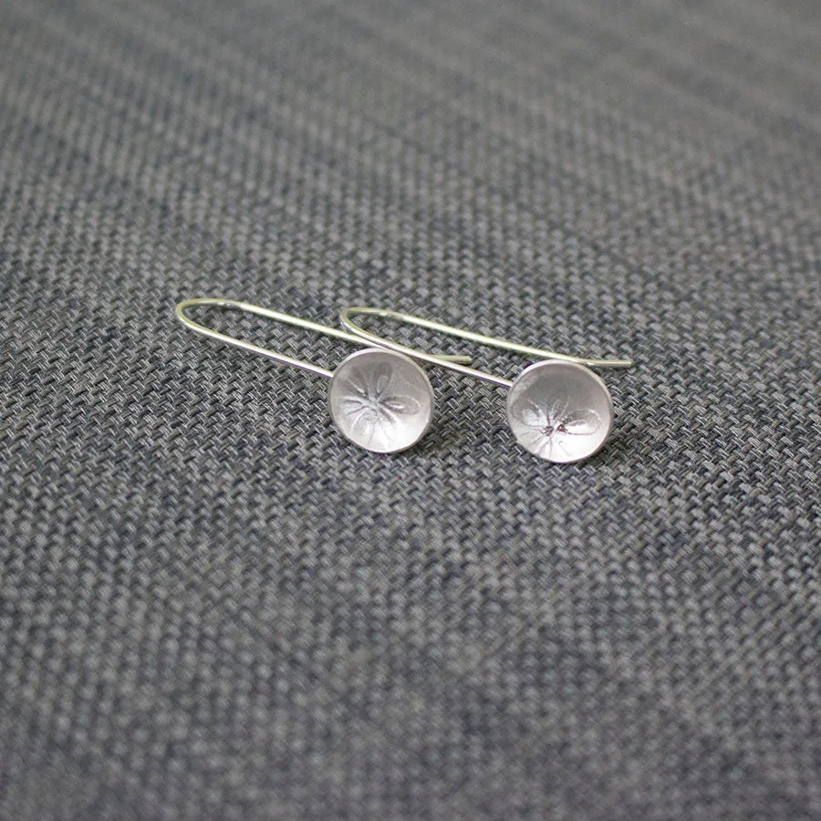 Flora Cup Drop Silver Earrings