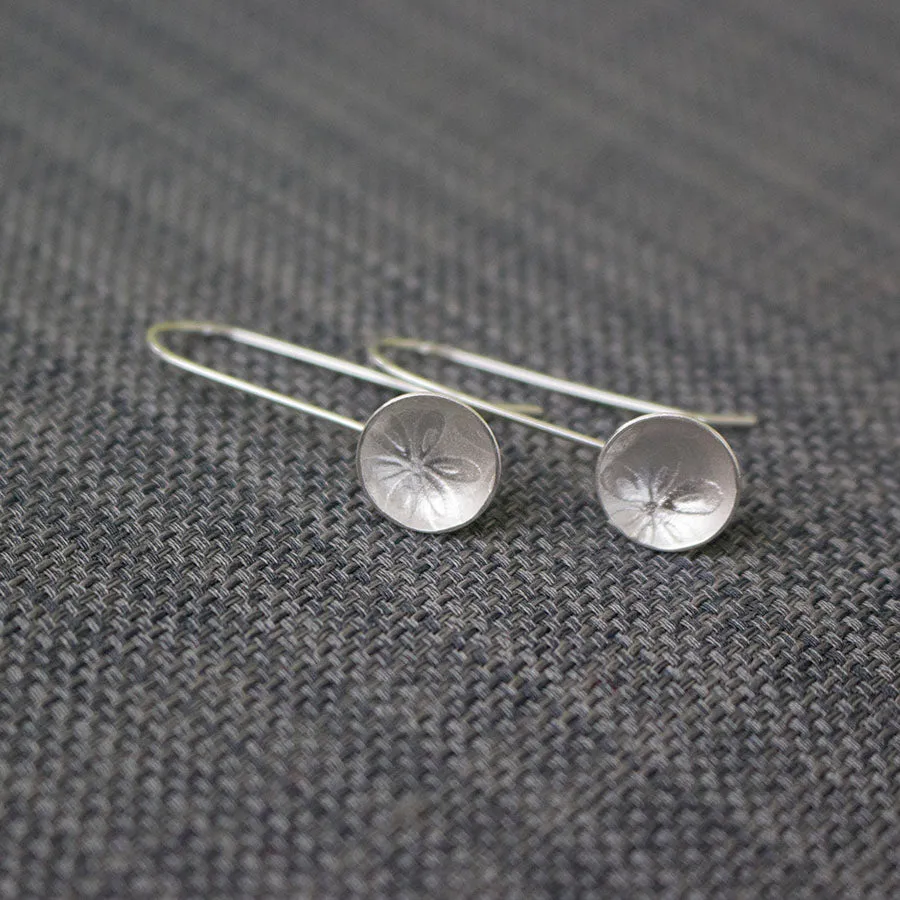 Flora Cup Drop Silver Earrings