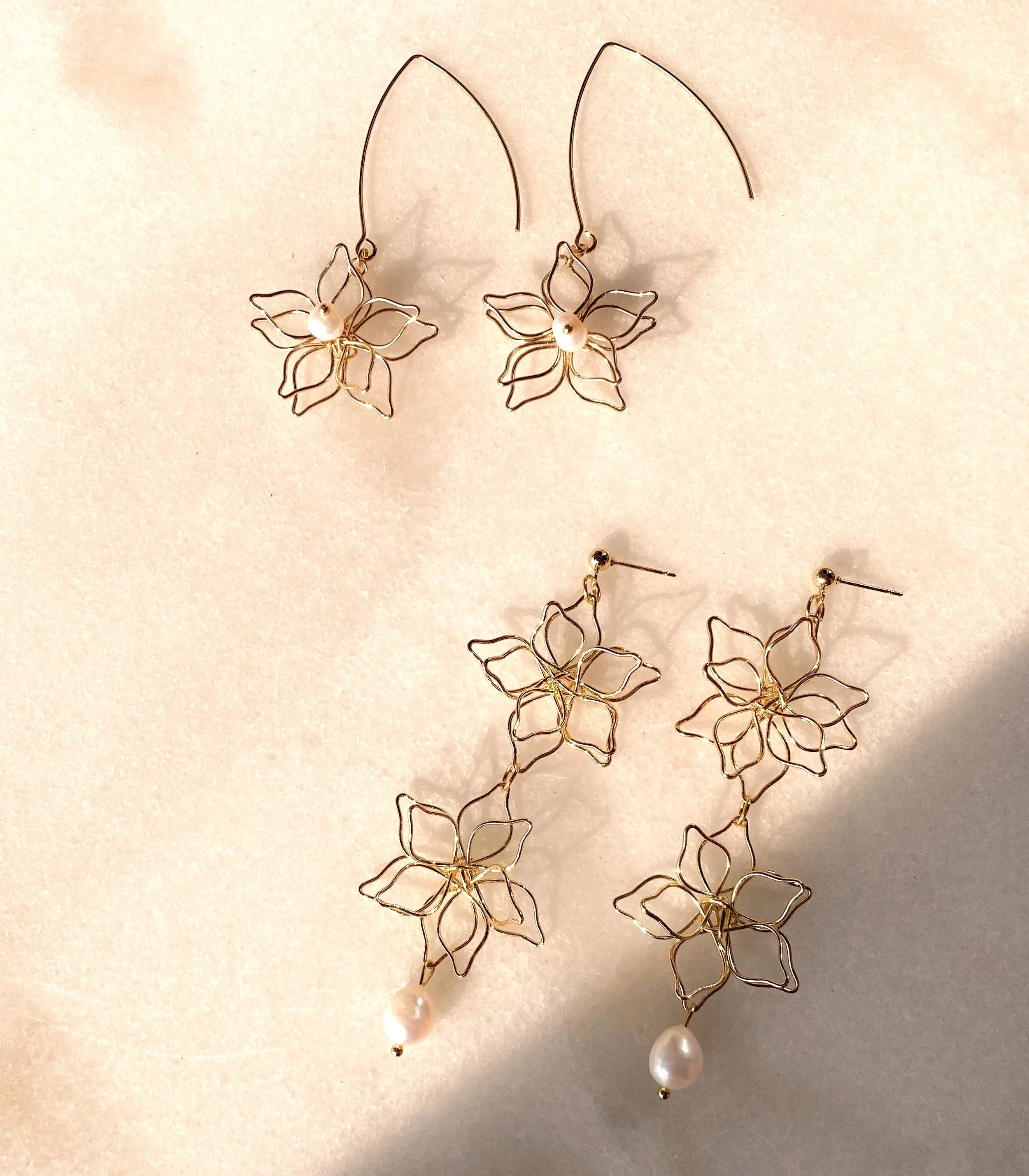 Flora Fino Pearl Threader Earrings