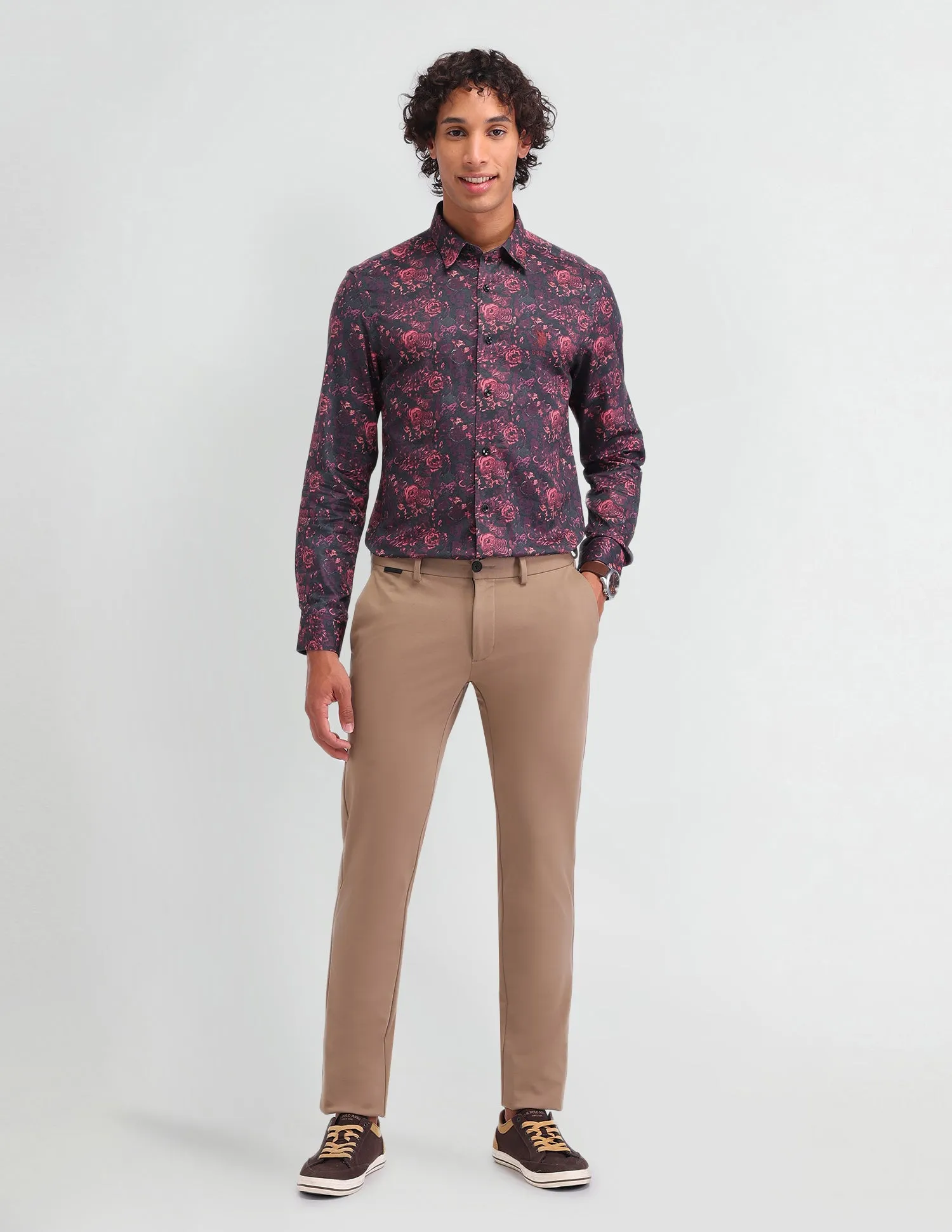 Floral Pattern Satin Shirt