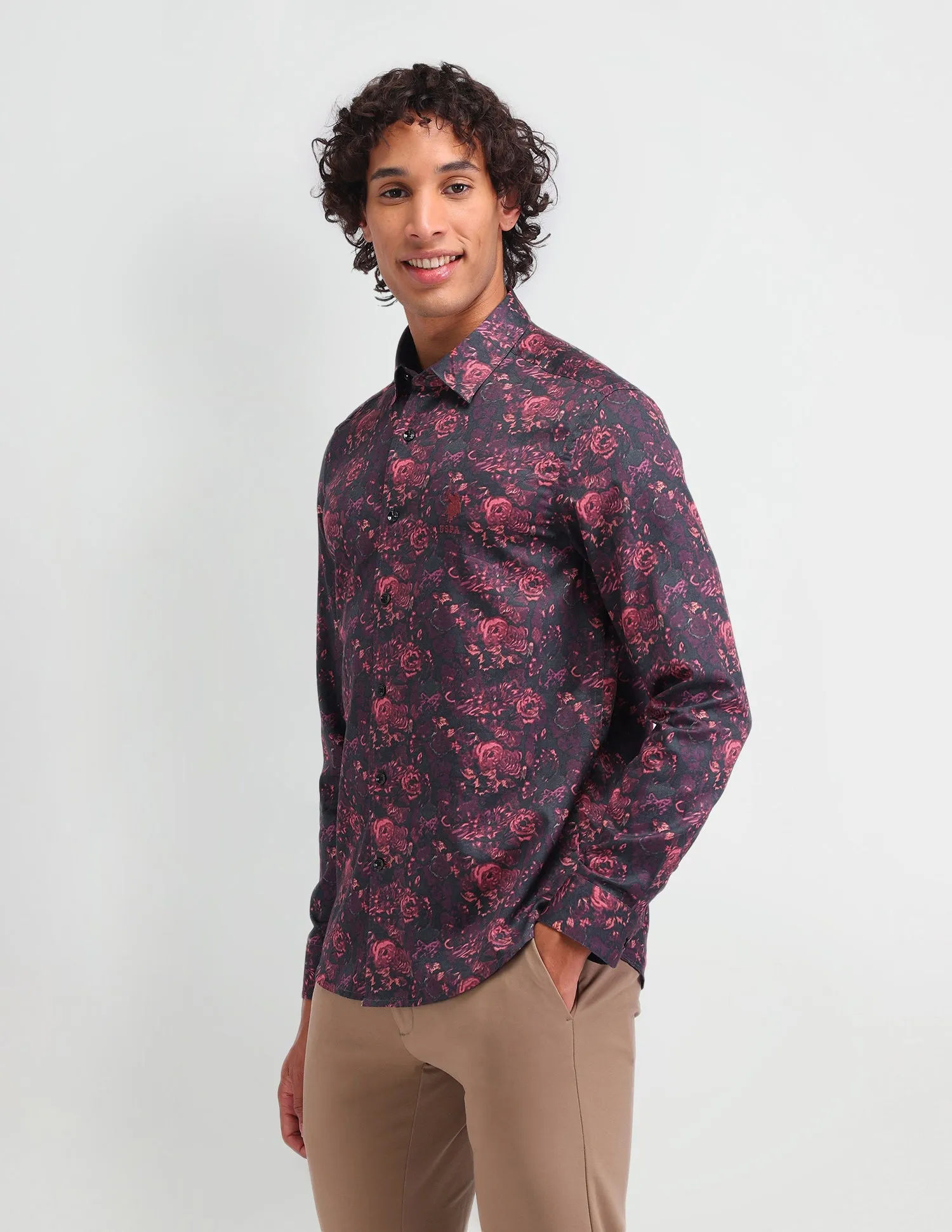 Floral Pattern Satin Shirt