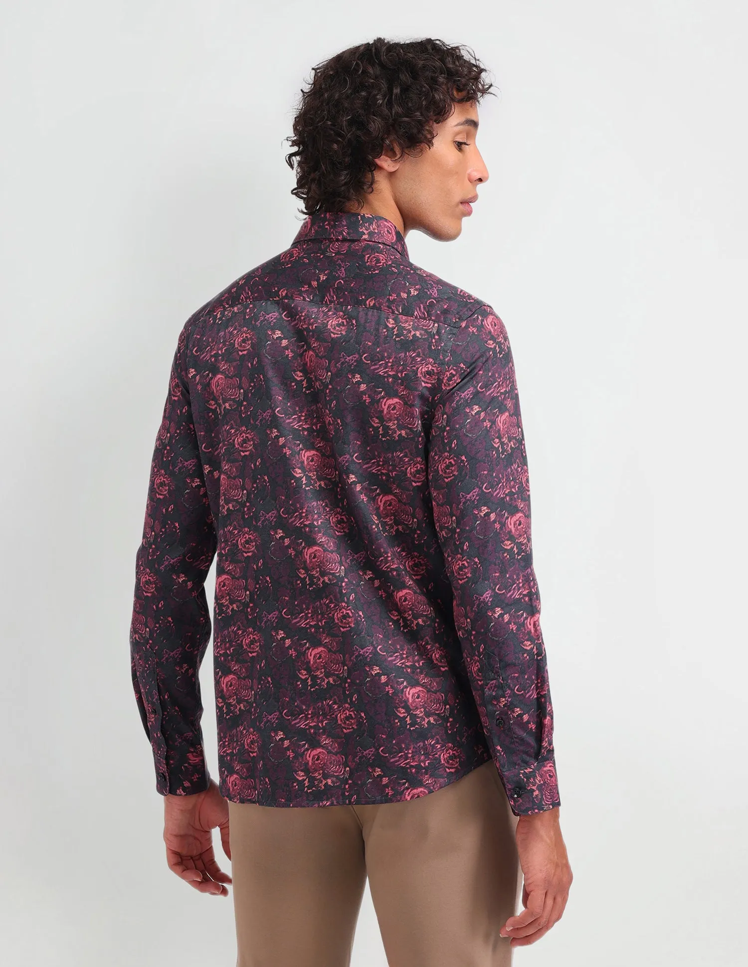 Floral Pattern Satin Shirt