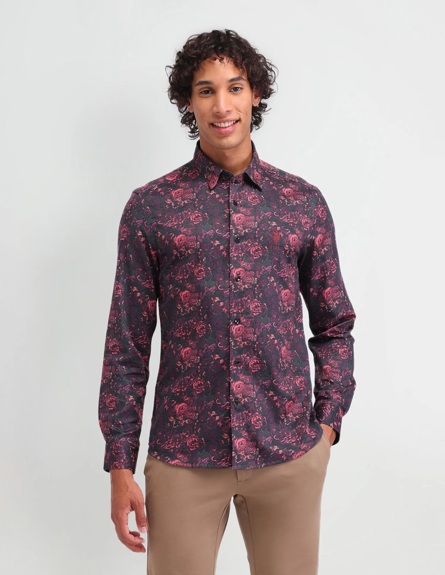 Floral Pattern Satin Shirt