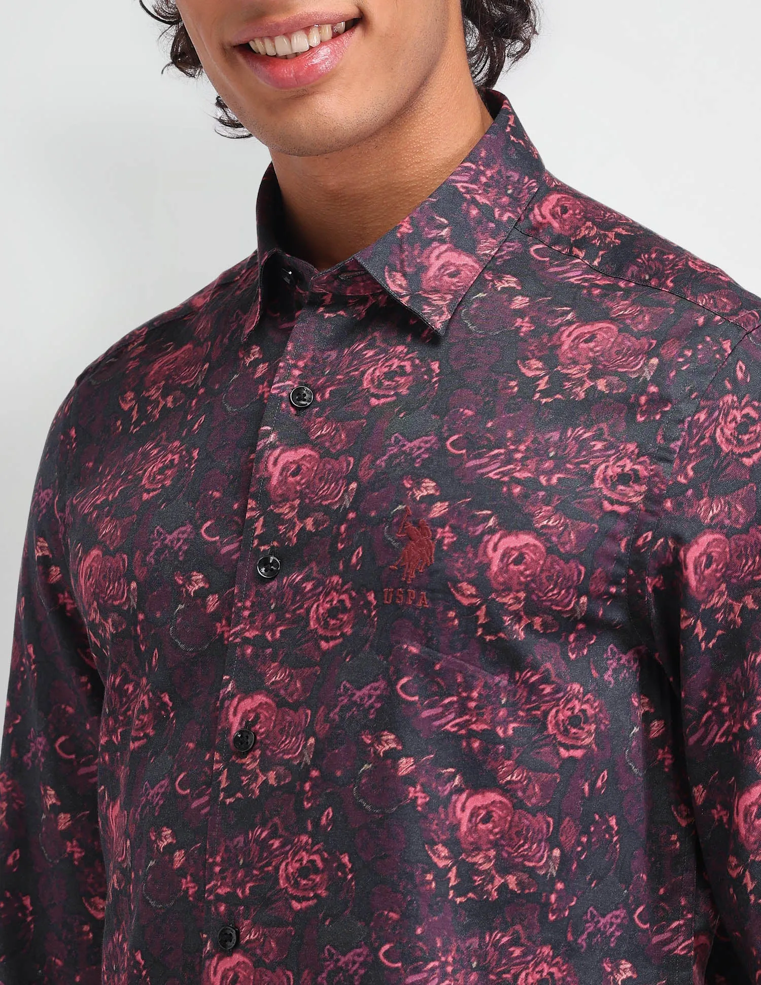 Floral Pattern Satin Shirt