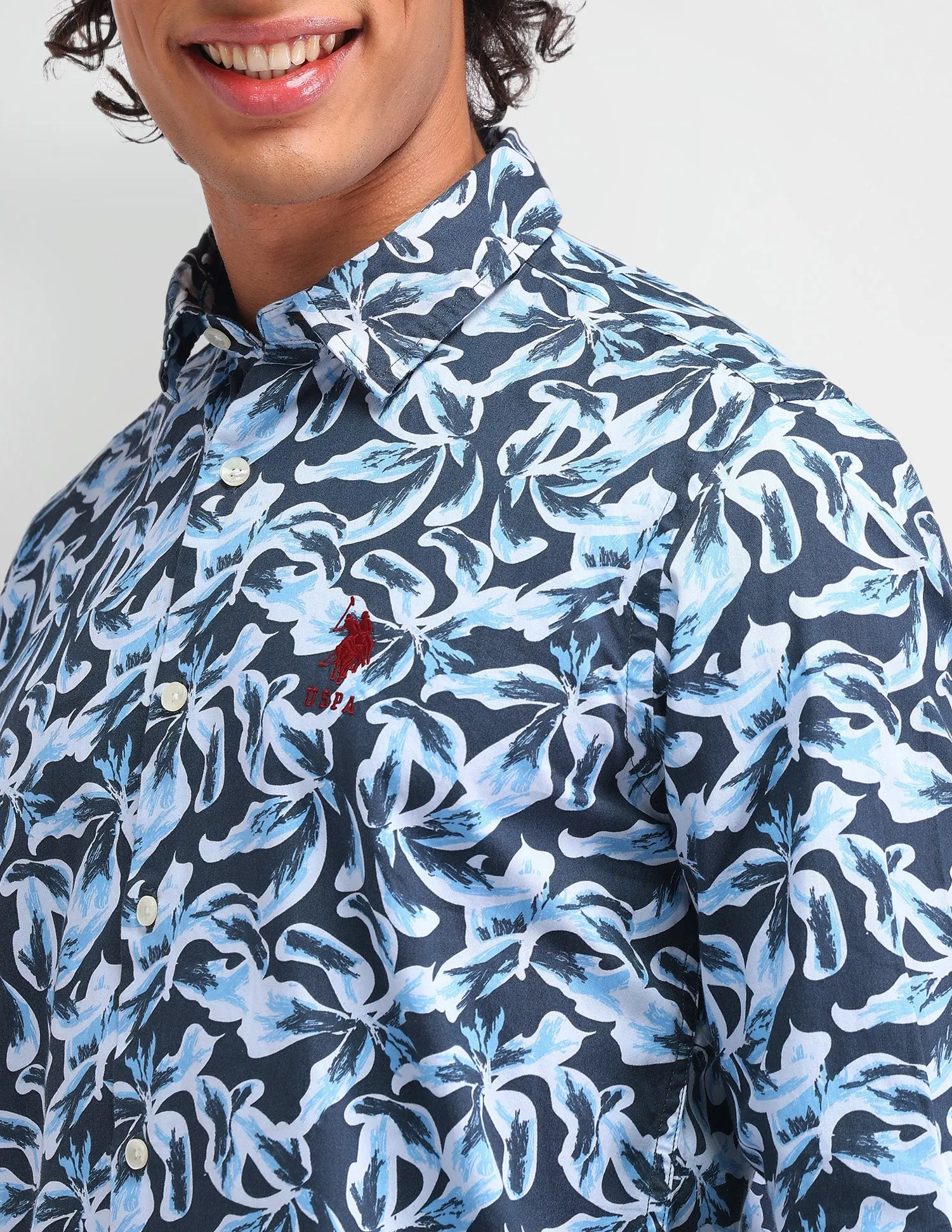 Floral Pattern Twill Shirt