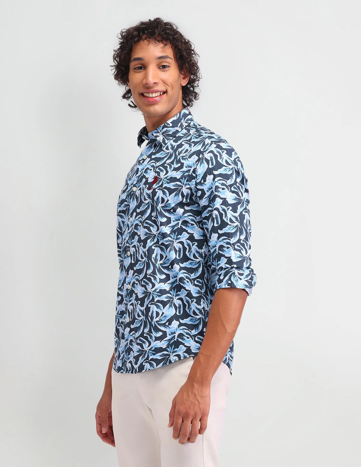 Floral Pattern Twill Shirt