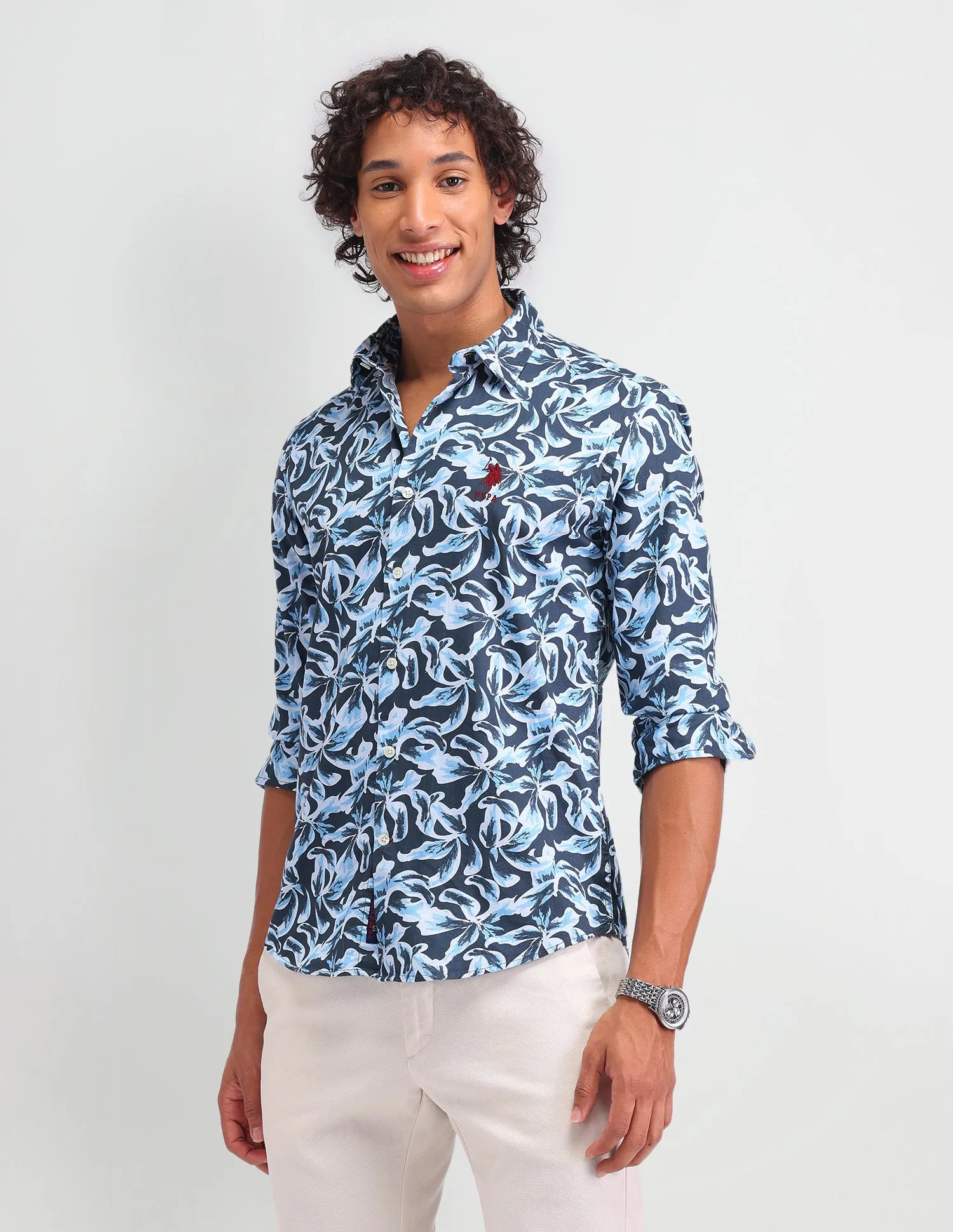 Floral Pattern Twill Shirt