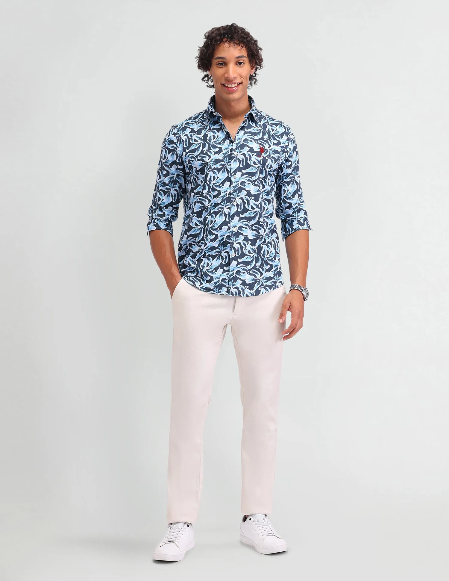 Floral Pattern Twill Shirt