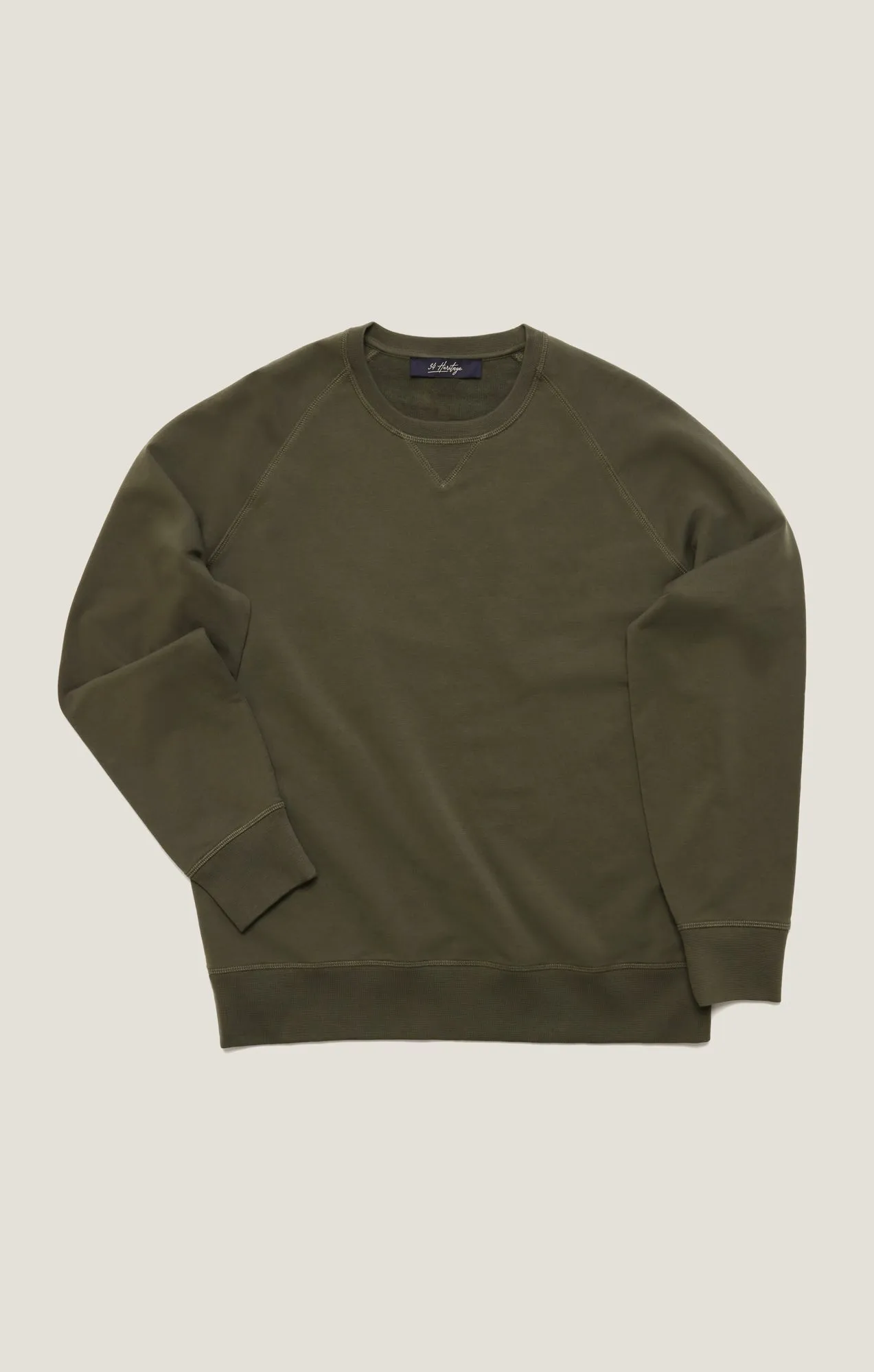 French Terry Crew Sweatshirt In Pimento Olive