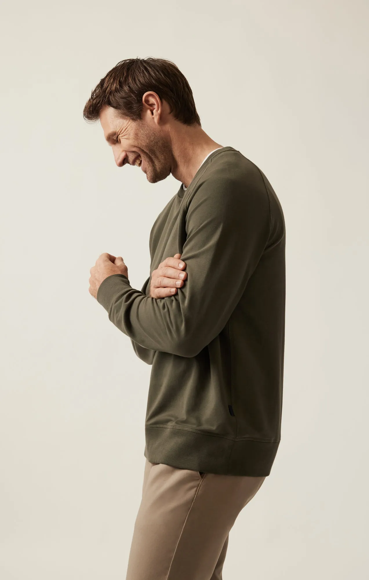 French Terry Crew Sweatshirt In Pimento Olive