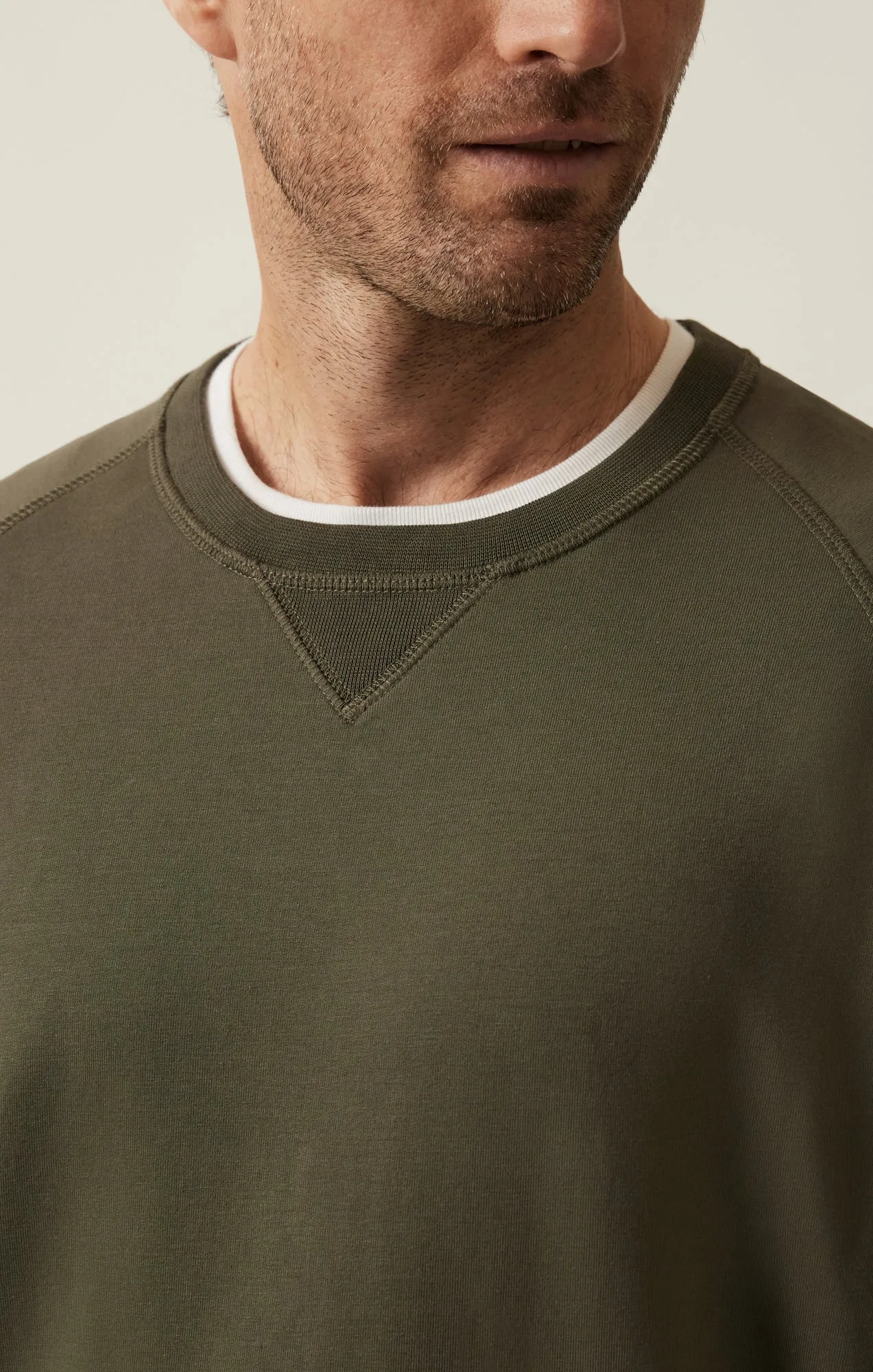 French Terry Crew Sweatshirt In Pimento Olive