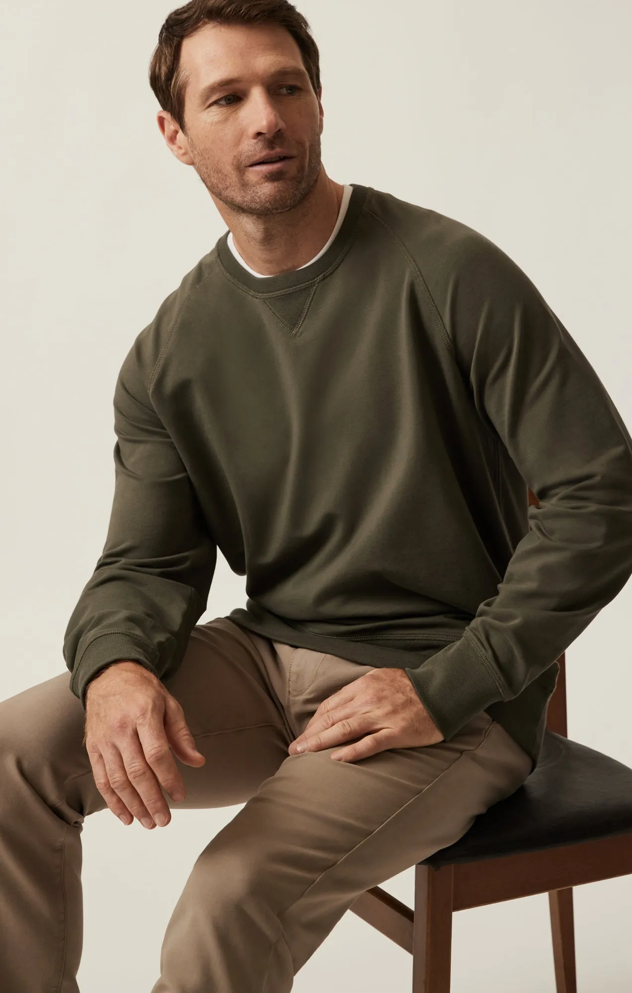 French Terry Crew Sweatshirt In Pimento Olive