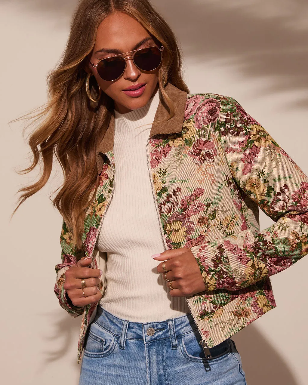 Garden Rose Linen Floral Tapestry Jacket