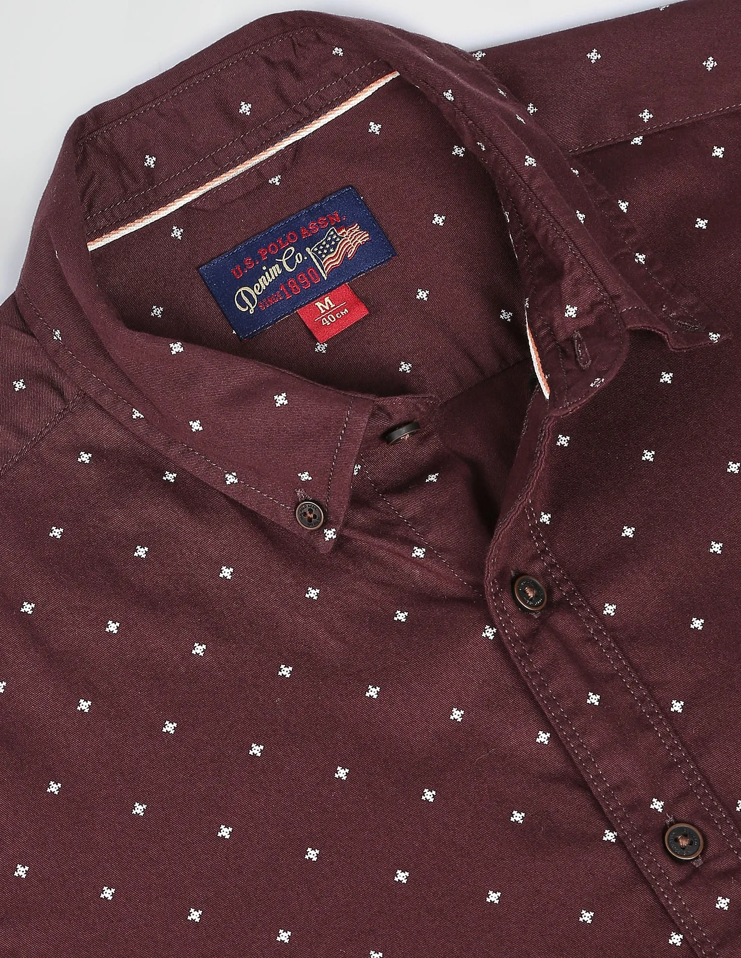 Geometric Print Button Down Collar Shirt