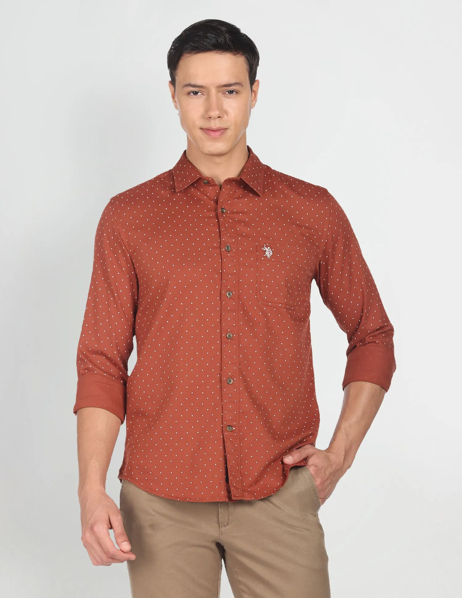 Geometric Print Dobby Shirt