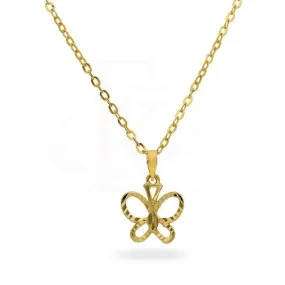 Gold Butterfly Shaped Necklace (Chain with Pendant) 18KT - FKJNKL18K2377