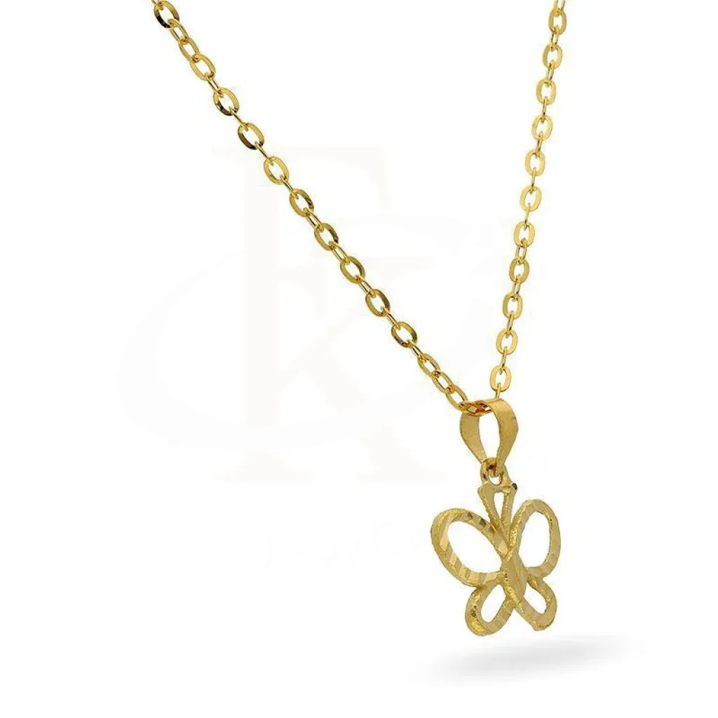 Gold Butterfly Shaped Necklace (Chain with Pendant) 18KT - FKJNKL18K2377