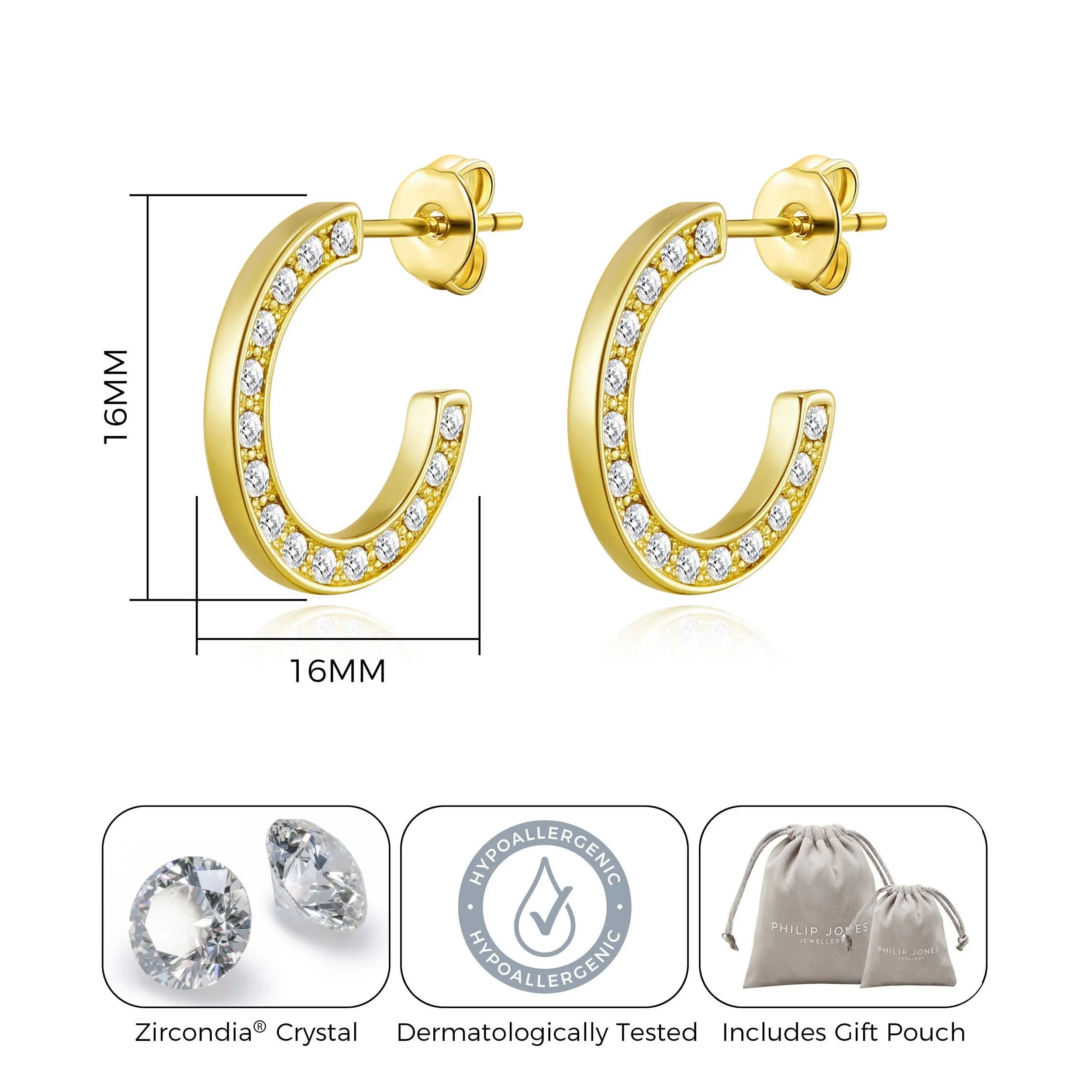 Gold Plated Crystal Edge Hoop Earrings Created With Zircondia® Crystals