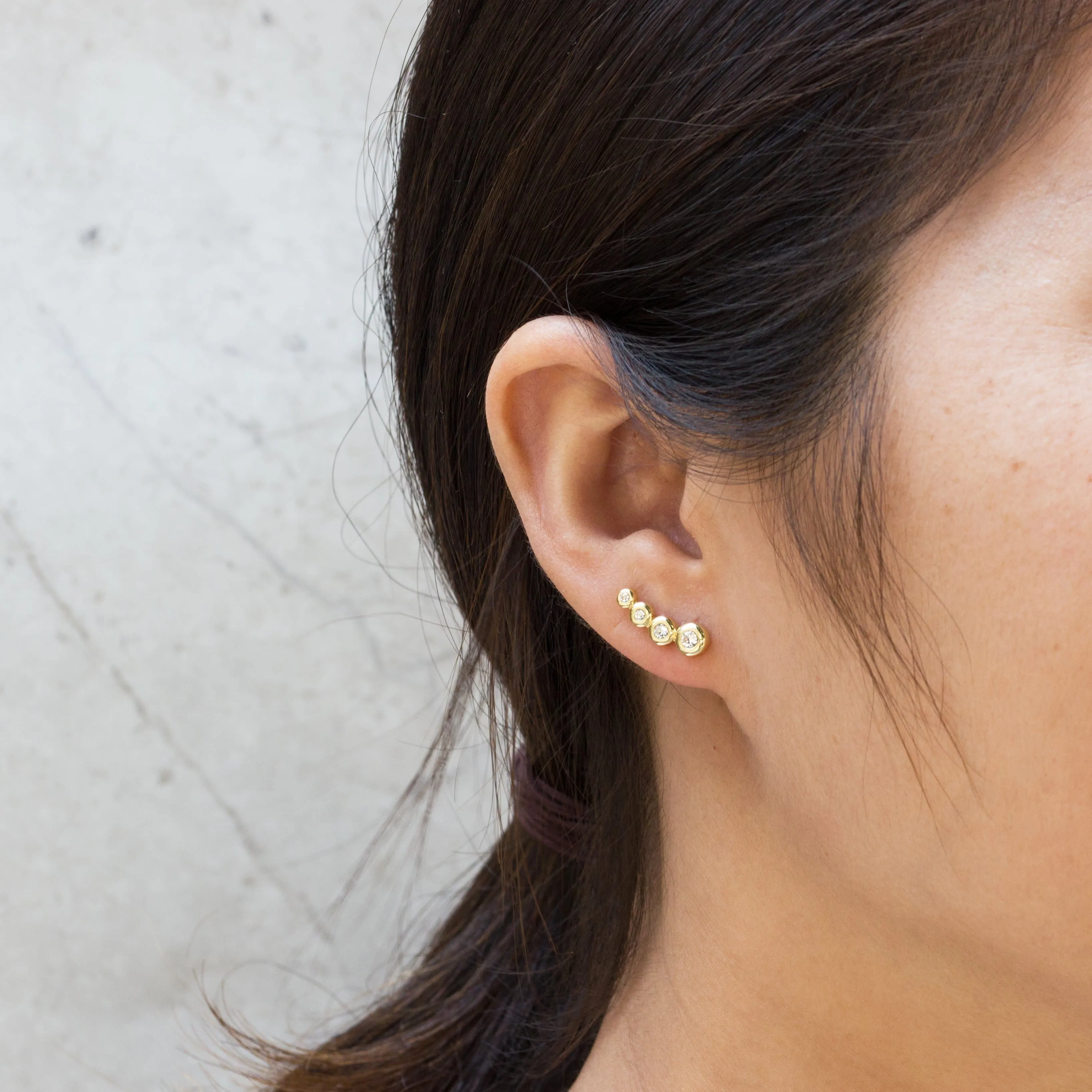 Gold Plated Four Stone Climber Earrings Created With Zircondia® Crystals