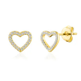 Gold Plated Open Heart Earrings Created with Zircondia® Crystals