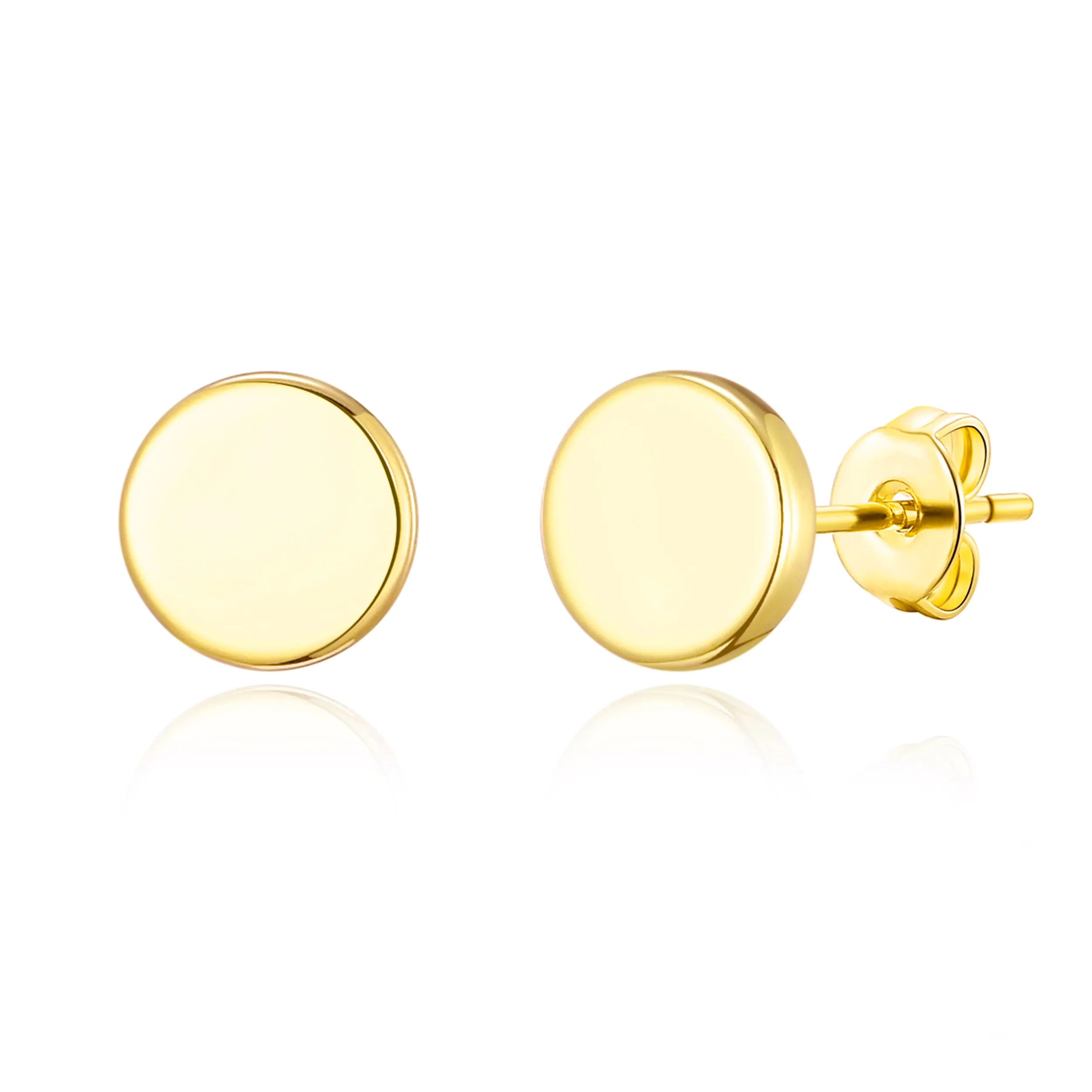 Gold Plated Round Dot Stud Earrings