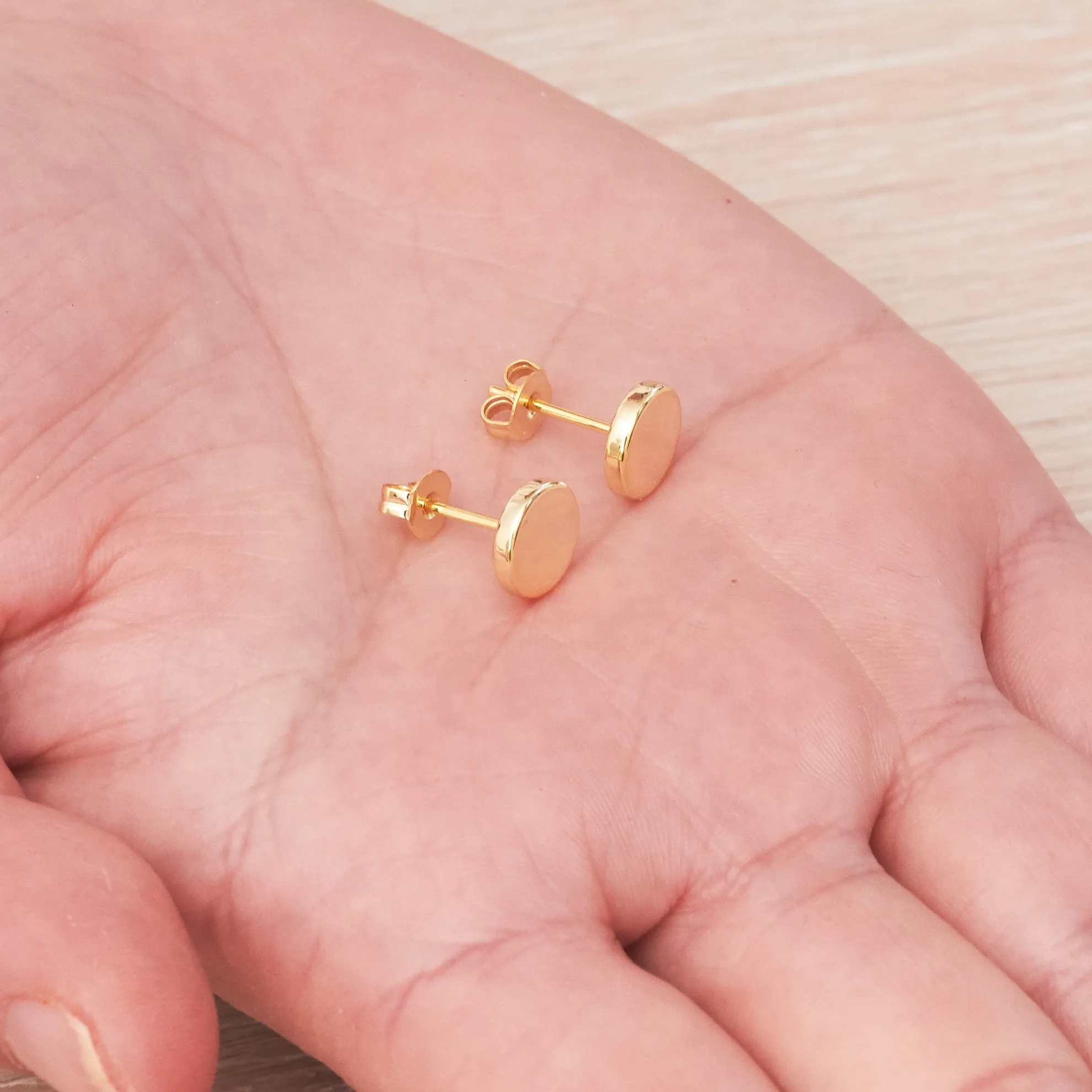 Gold Plated Round Dot Stud Earrings