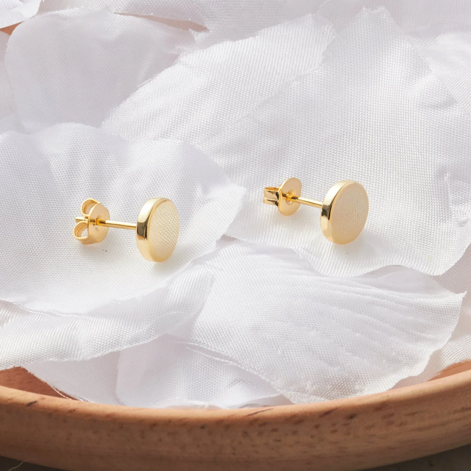 Gold Plated Round Dot Stud Earrings