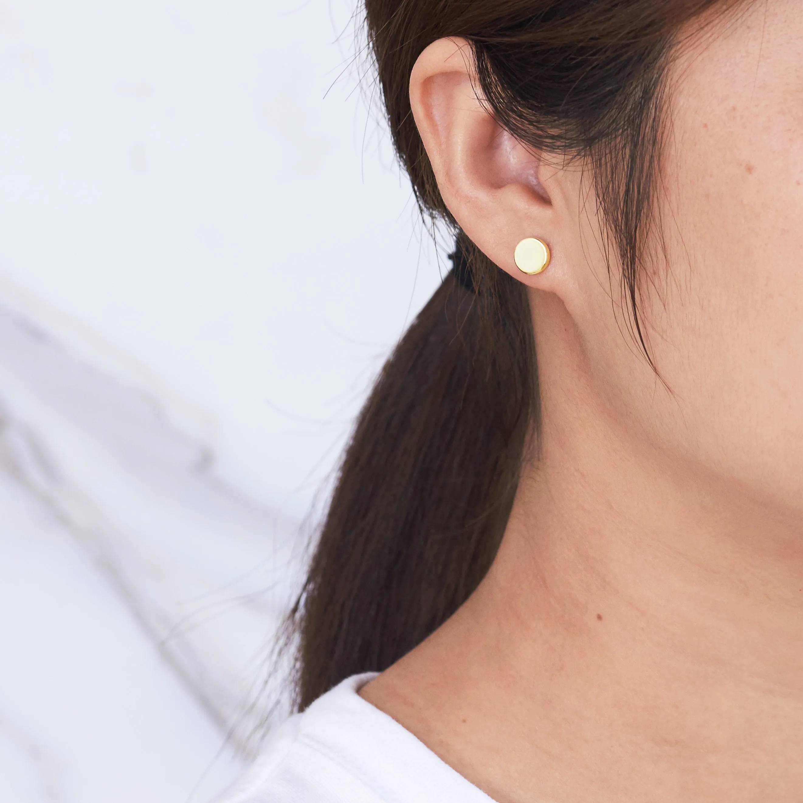 Gold Plated Round Dot Stud Earrings