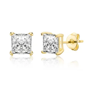 Gold Plated Square Earrings Created with Zircondia® Crystals