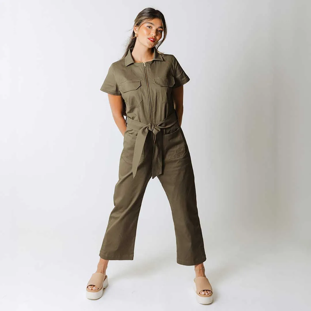 Hamptons Jumpsuit, Olive Canvas