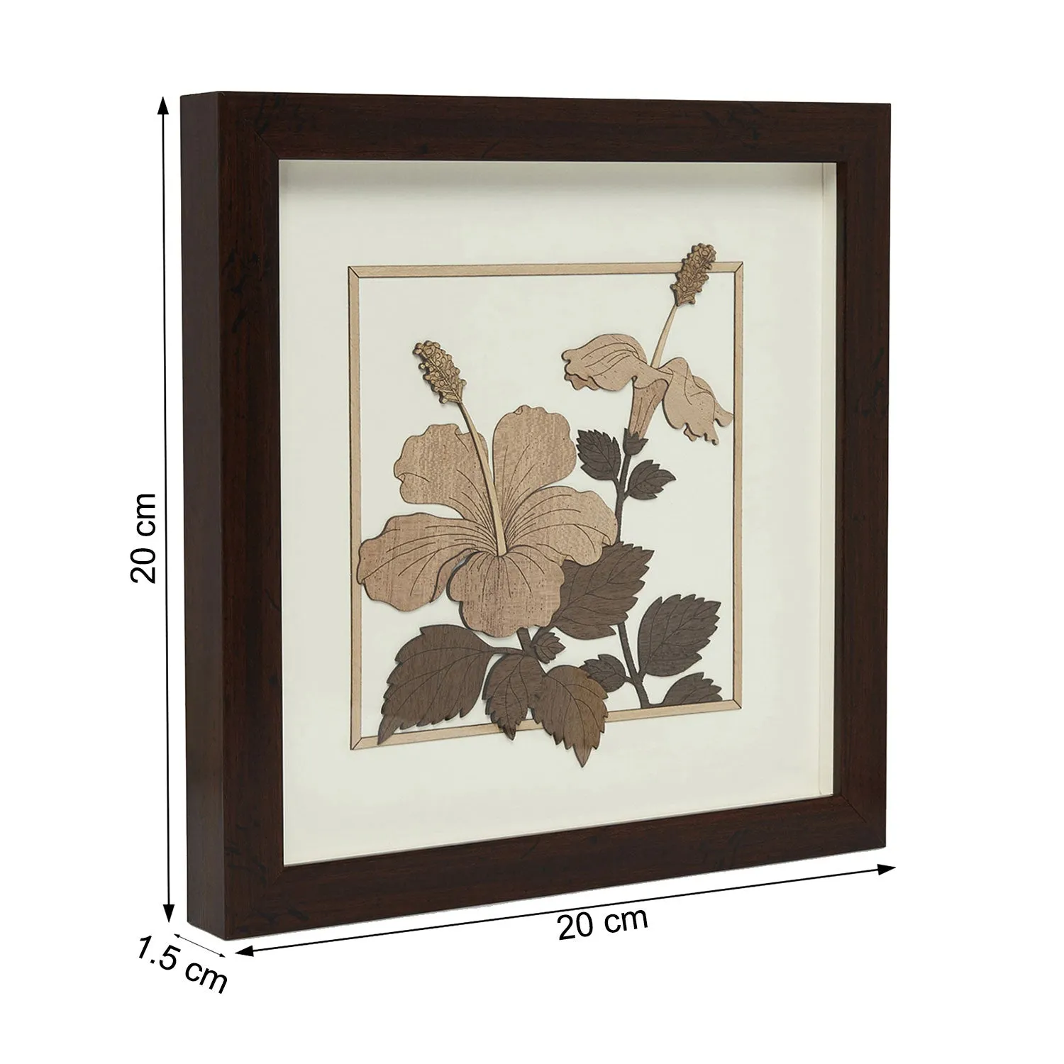 Jaswand Flower Wood Art Frame 10 in x 10 in