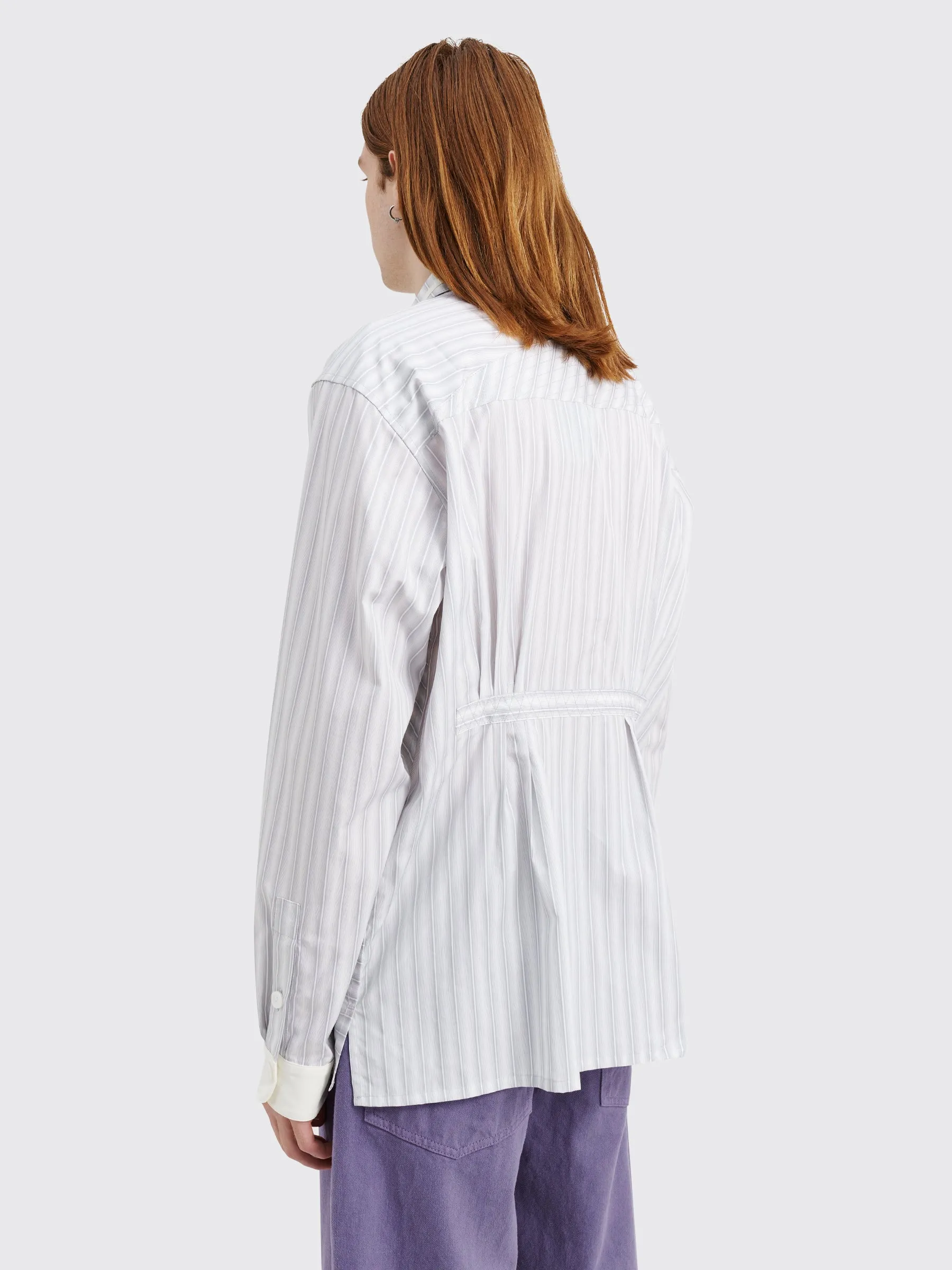 Kiko Kostadinov Aspasia Shirt Twill Light Grey Stripes