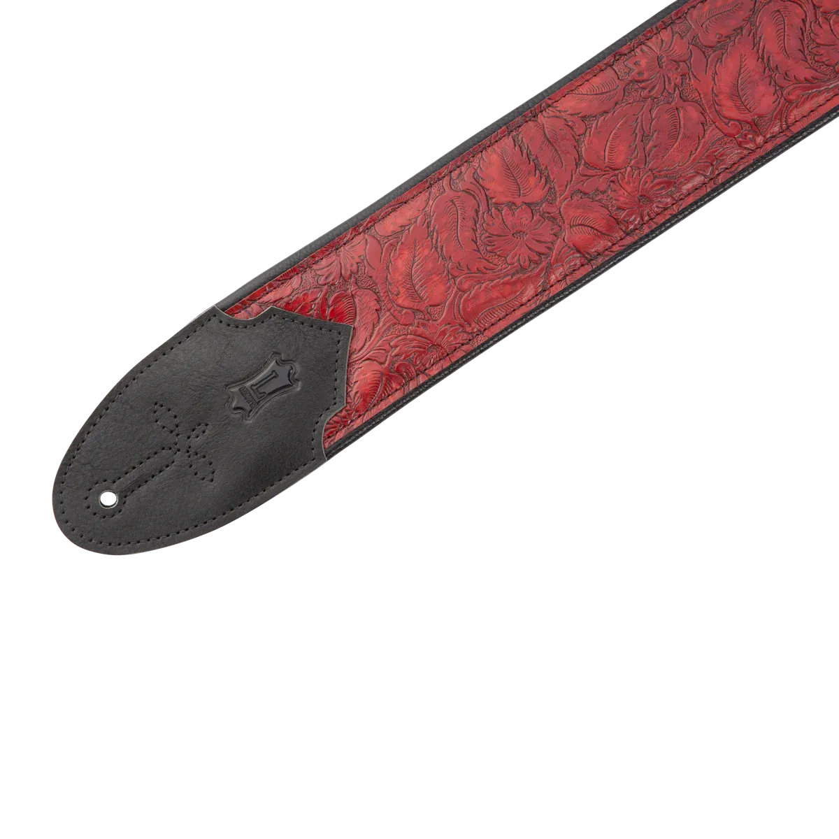 Levy's 3" Sundance Embossed Leather Guitar Strap, Geranium Merlot