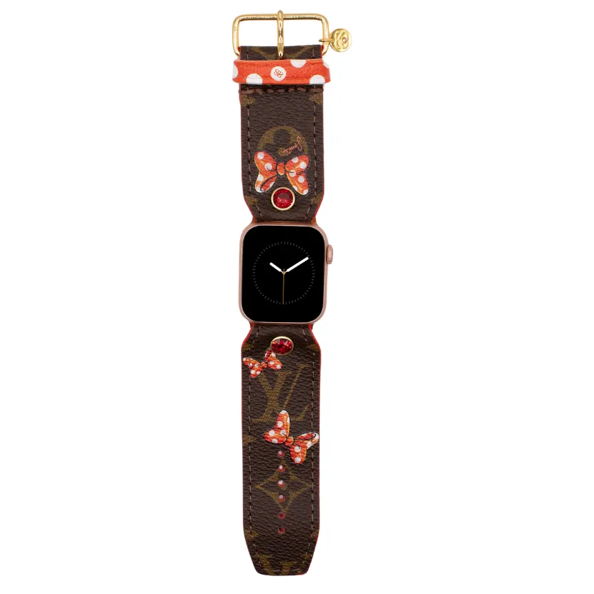 Limited Edition - "Mini Bows" on Upcycled LV Monogram Watchband