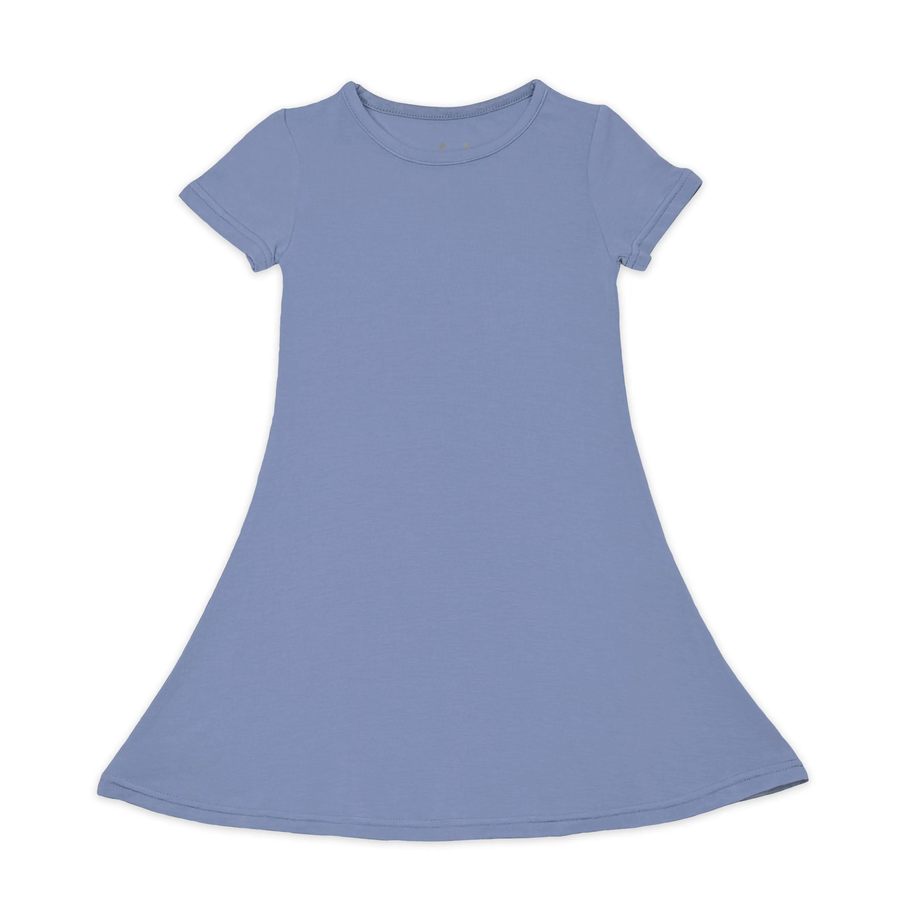 Mystic Blue Bamboo Girls' Short Sleeve Dress