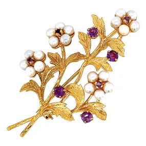 Pearl & Amethyst Brooch