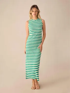 Petite Green Stripe Column Knit Dress