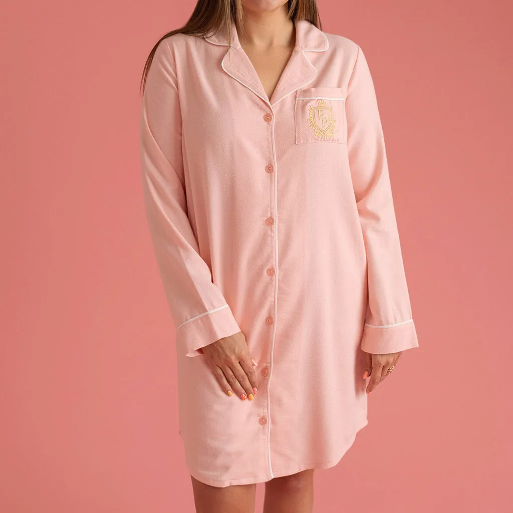 Powder Pink Women's Flannelette Sleep Shirt