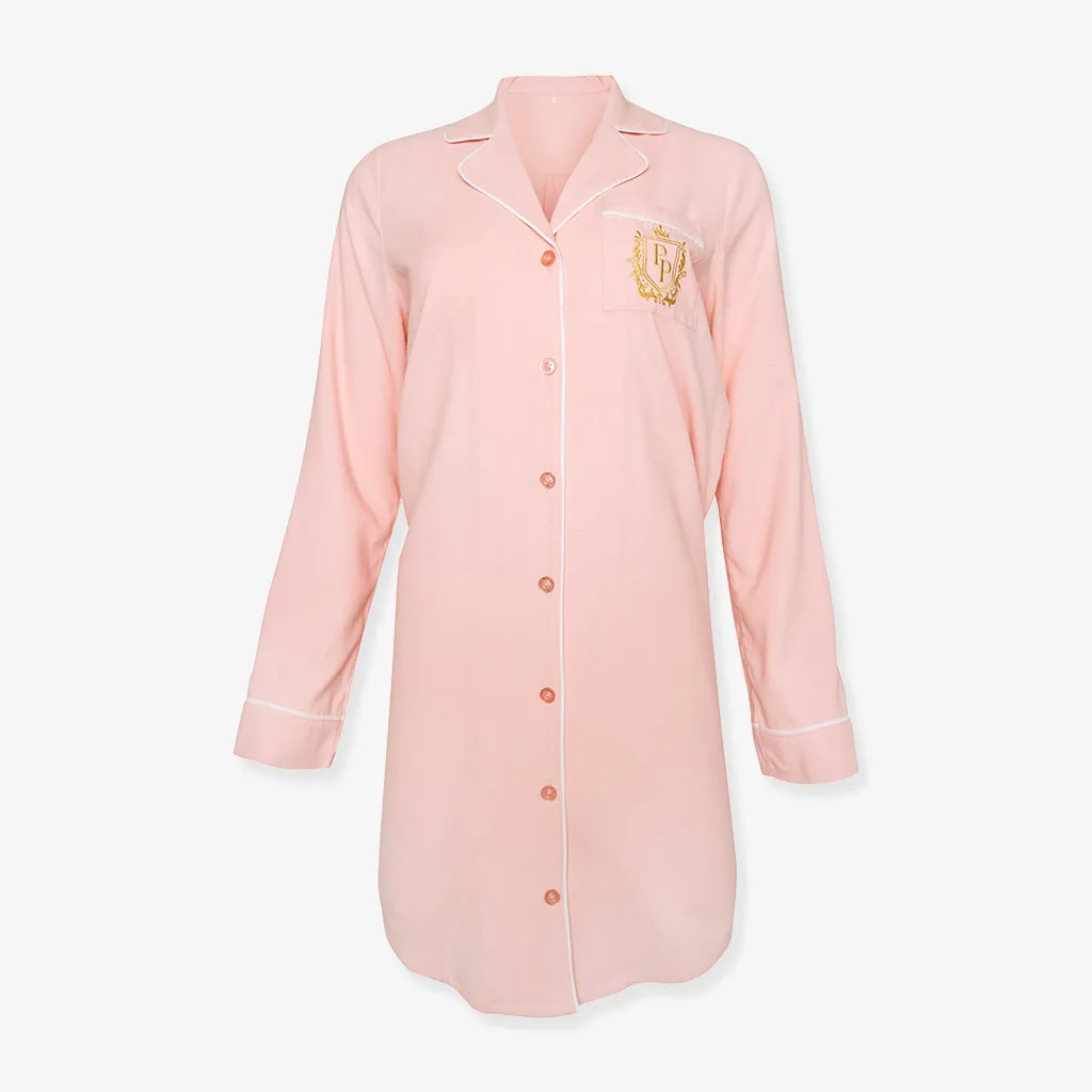 Powder Pink Women's Flannelette Sleep Shirt