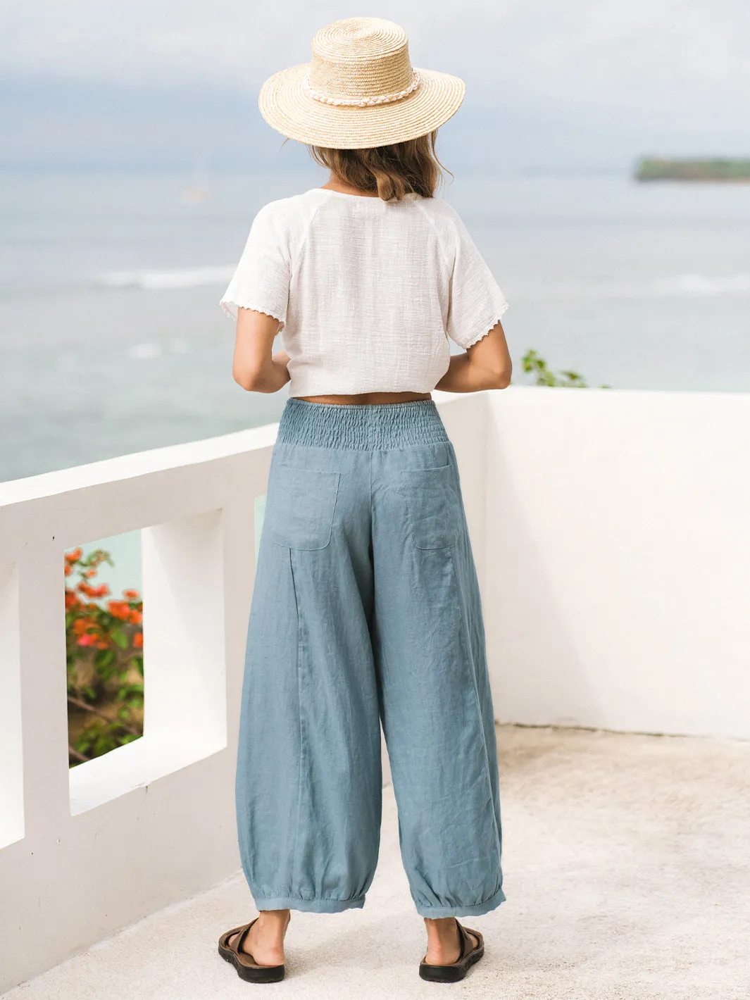 Sadhu French Linen Pants Tahiti Blue