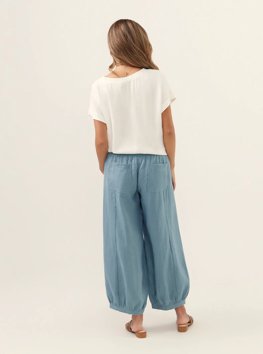 Sadhu French Linen Pants Tahiti Blue