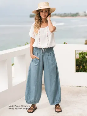 Sadhu French Linen Pants Tahiti Blue