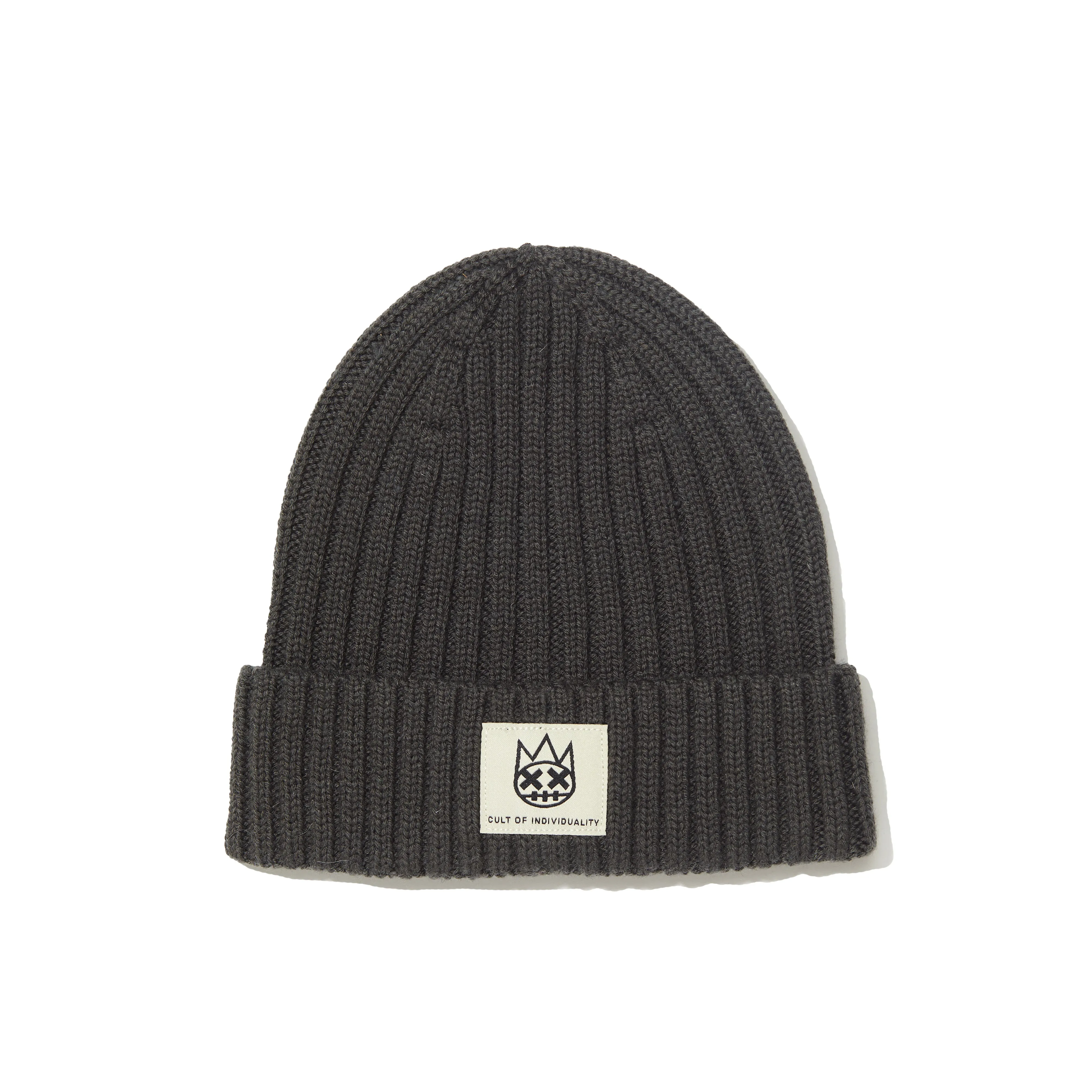 SHIMUCHAN LOGO KNIT HAT IN VINTAGE CHARCOAL