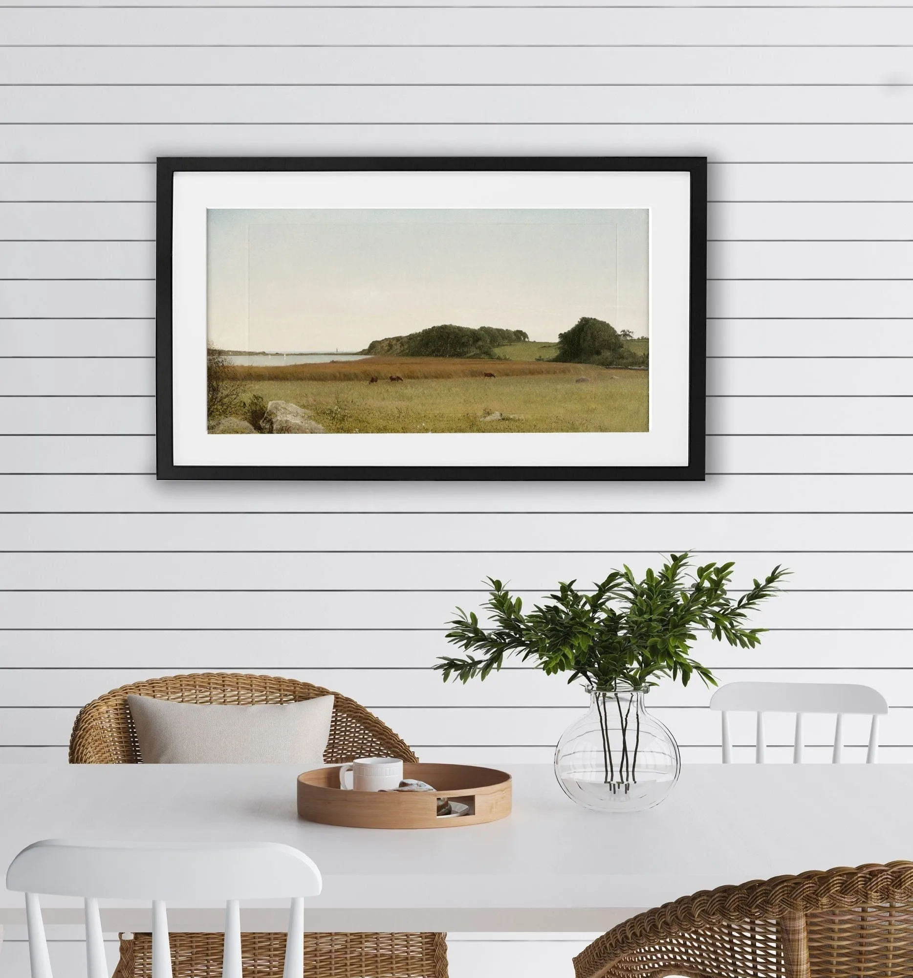 Soft Sage Vintage Landscape Wall Art Print