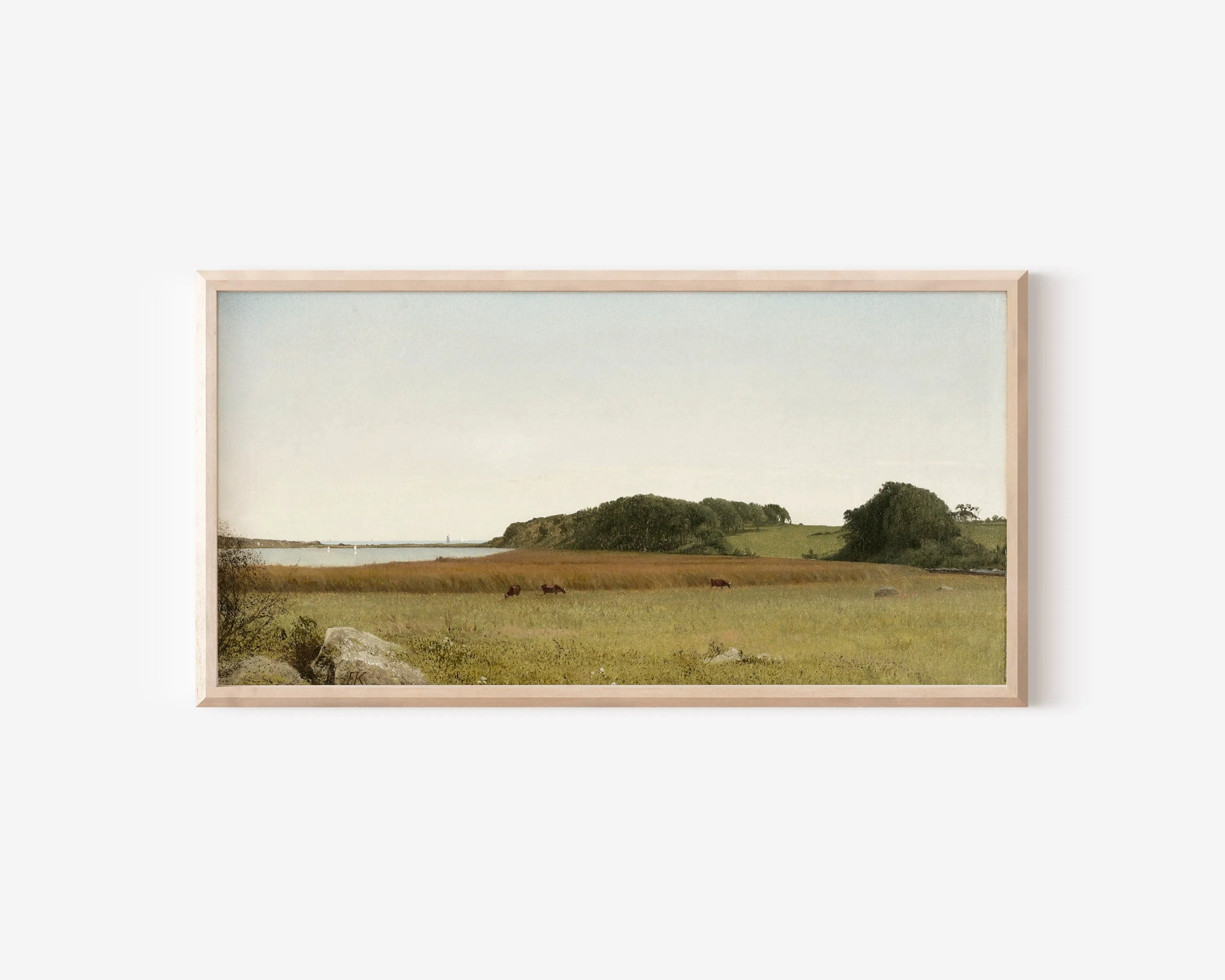 Soft Sage Vintage Landscape Wall Art Print