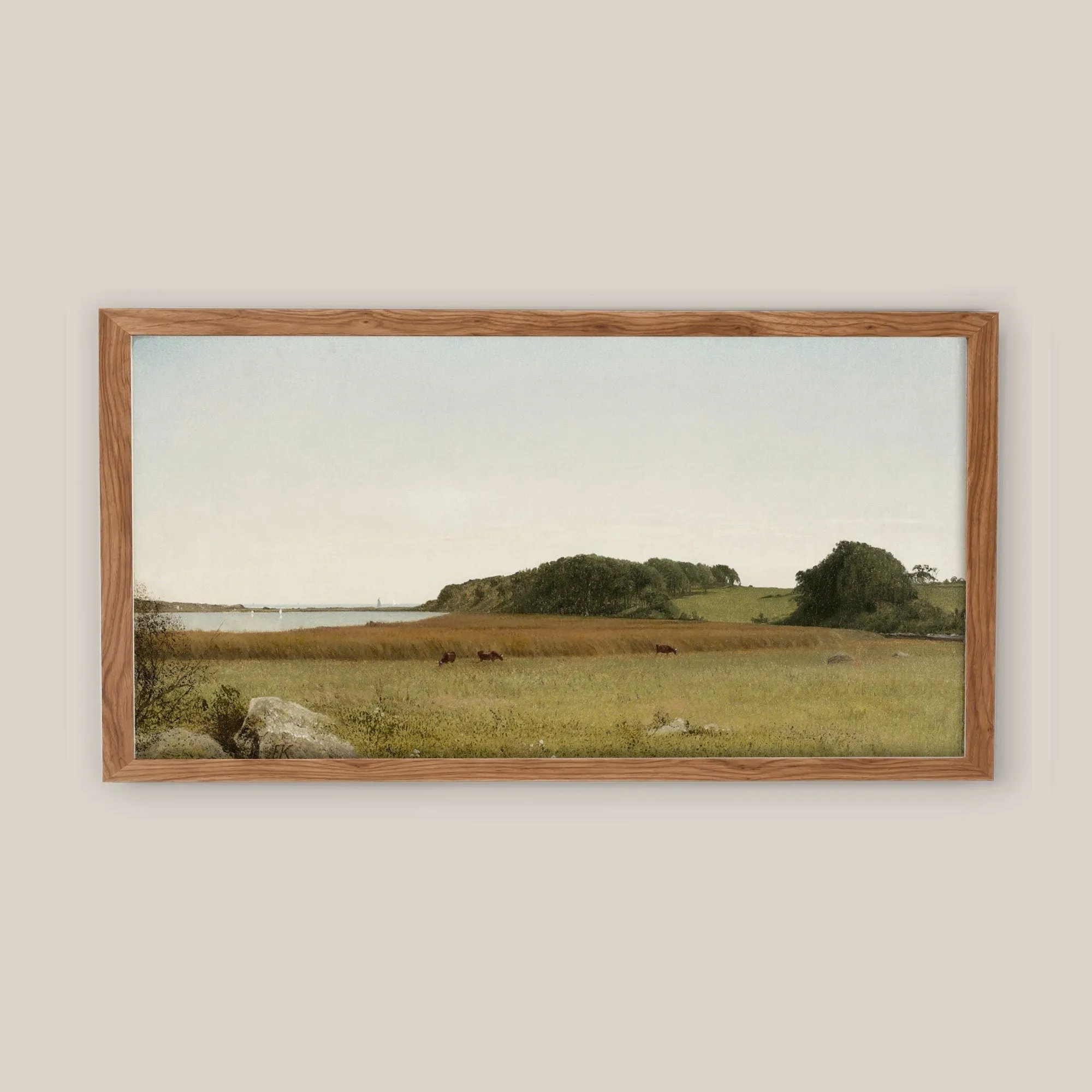 Soft Sage Vintage Landscape Wall Art Print