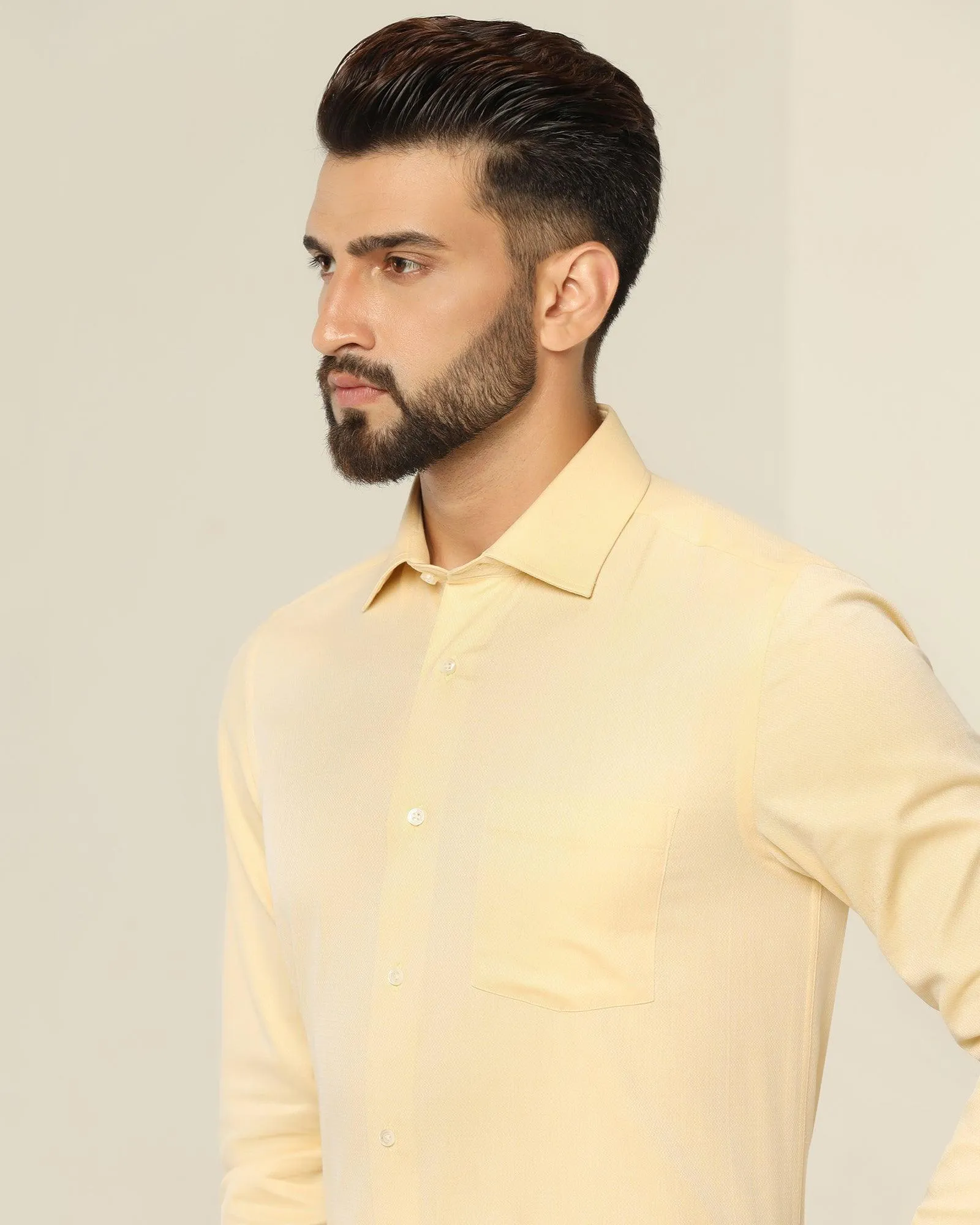 Temp Tech Formal Yellow Textured Shirt - Pound